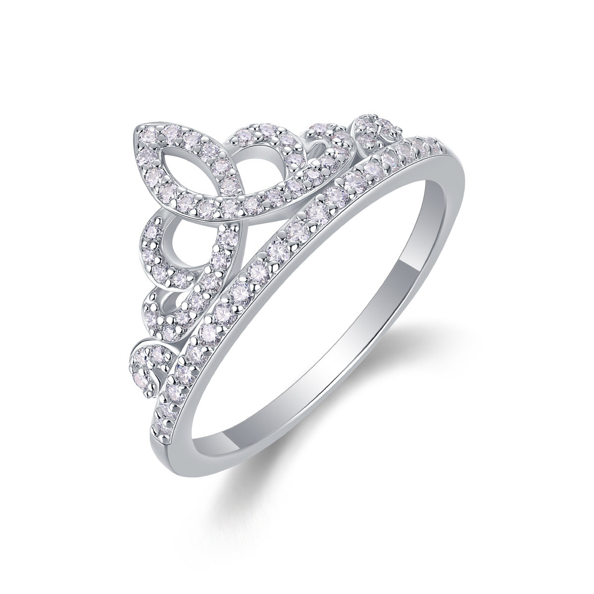 Crown Moissanite Silver Diamond Ring