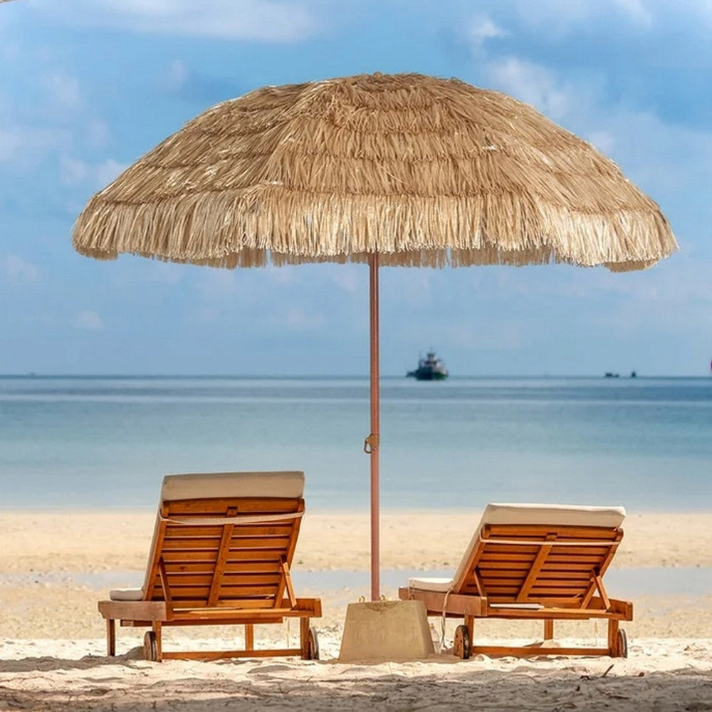 6.5ft Portable Thatched Tiki Beach Umbrella
