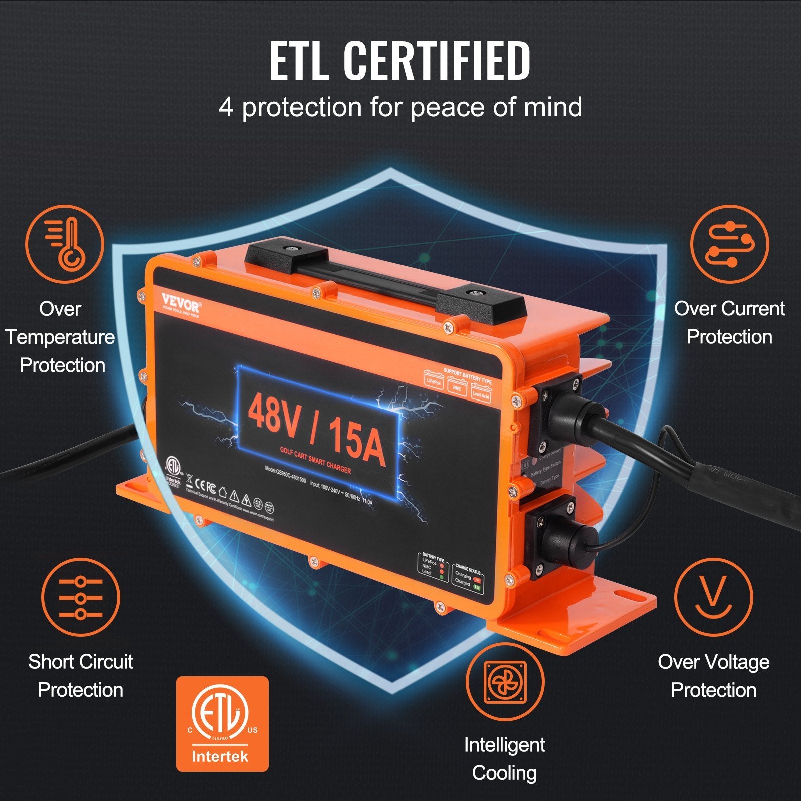 VEVOR 48V 15A Smart Golf Cart Charger