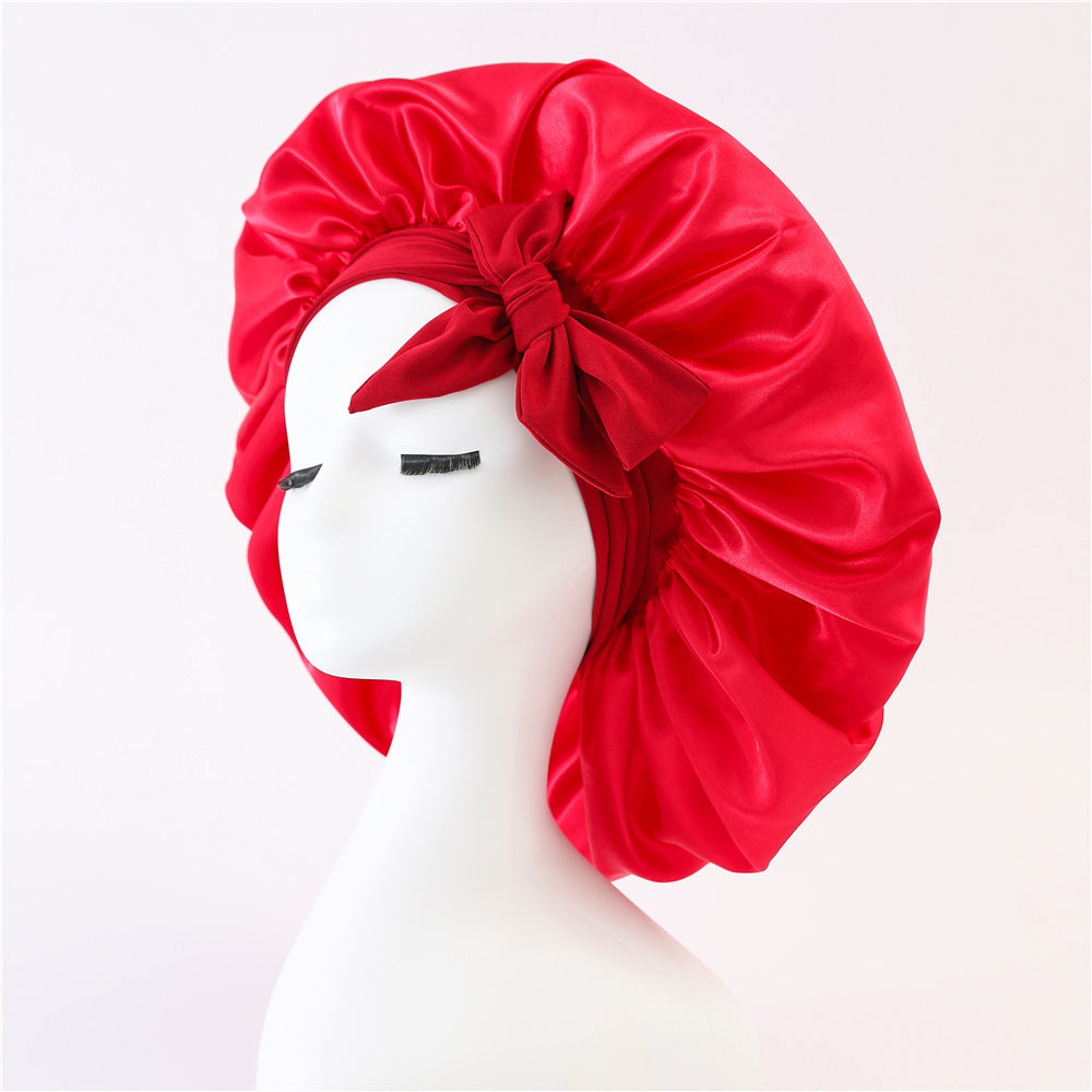 Bonnet en satin de soie pour cheveux bouclés
