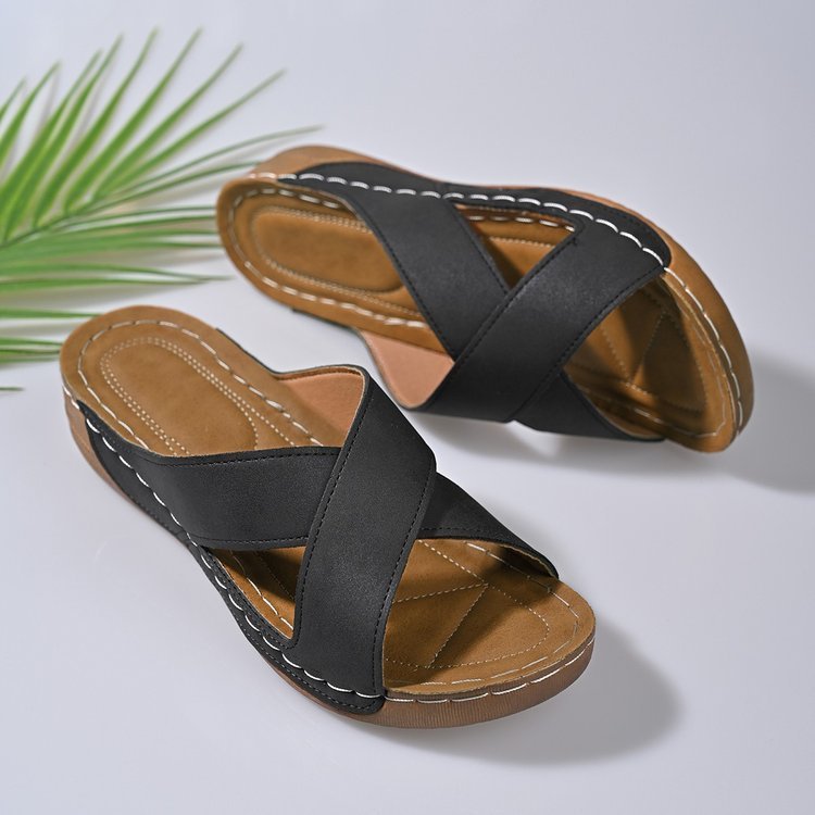 Women's Cross Wedge Platform Beach Sandals