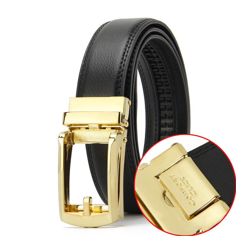 Ceinture habillée en cuir de vache à boucle automatique pour homme
