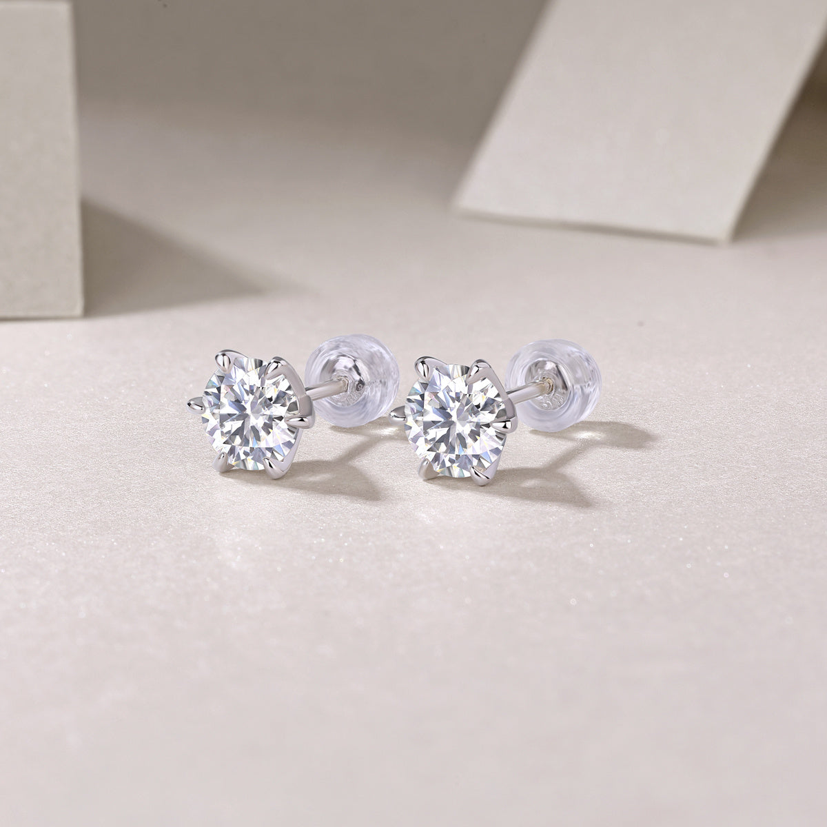 Guardian Six-Claw Moissanite Stud Earrings