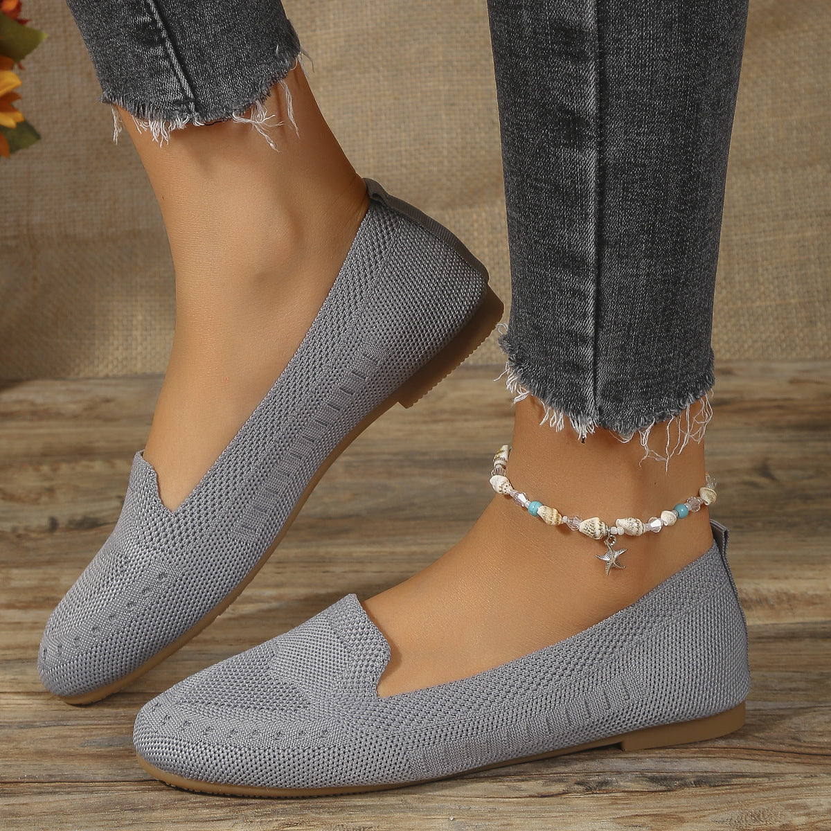Fly Woven Mesh Slip-on Casual Flat Shoes