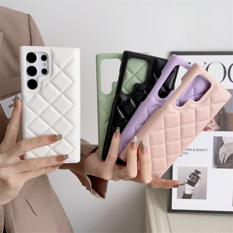 Diamond Plaid Leather Phone Case