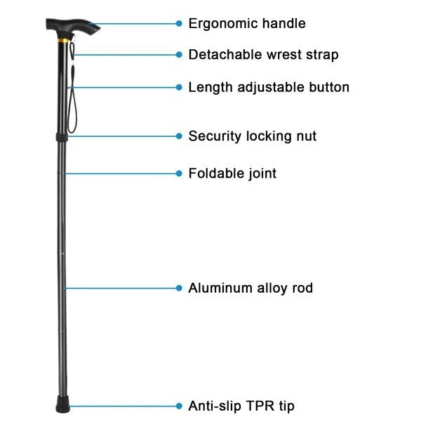 Black Portable Mobility Aid Cane