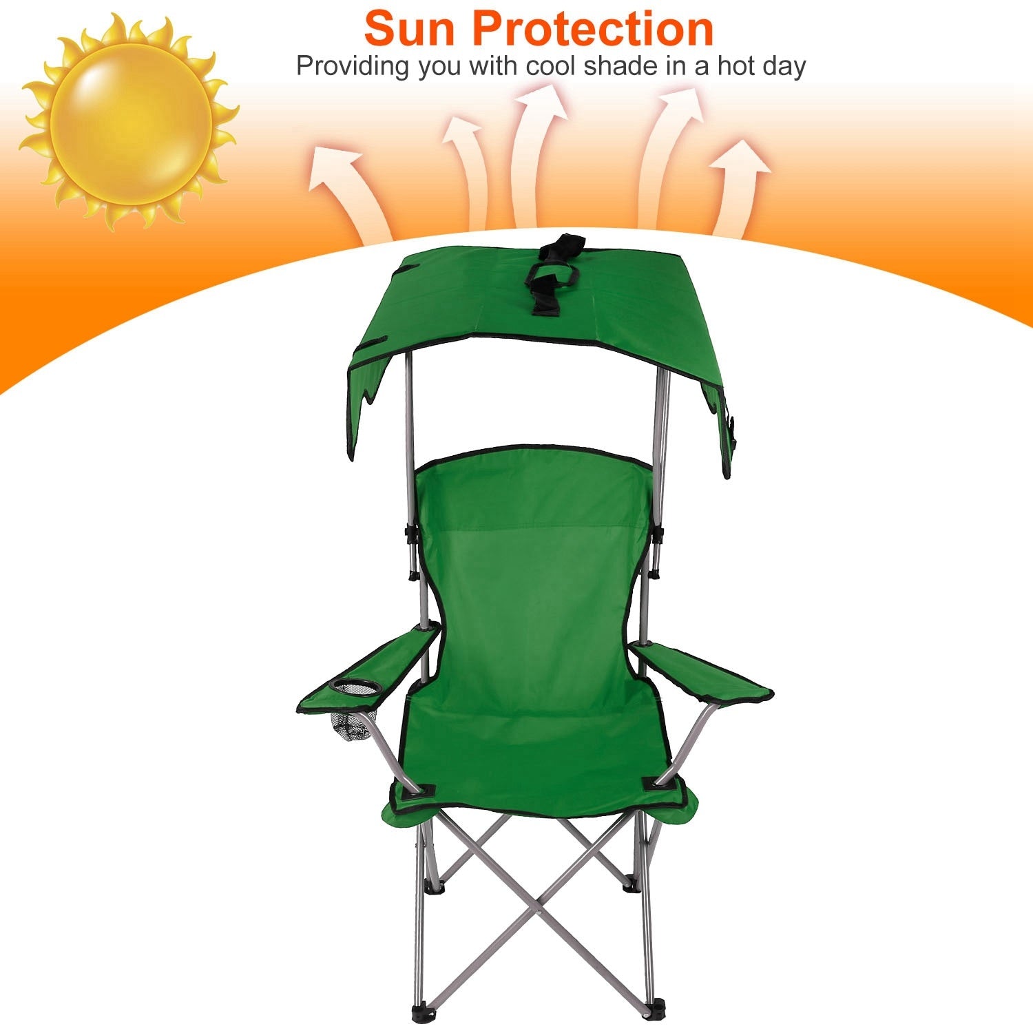 8 Camping Chair with Sunshade – 330lbs Support