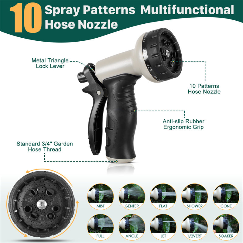 100FT Metal Garden Hose with Spray Nozzle