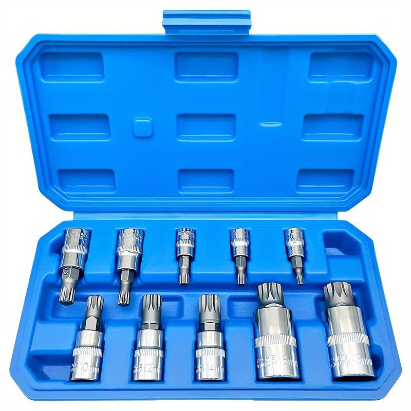 10PC XZN 12-Point Spline Bit Socket Set