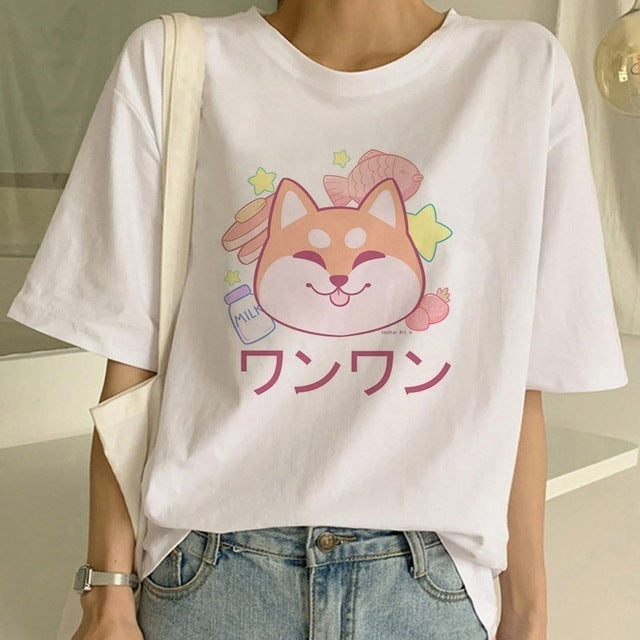 T-shirt col rond graphique Shiba Inu