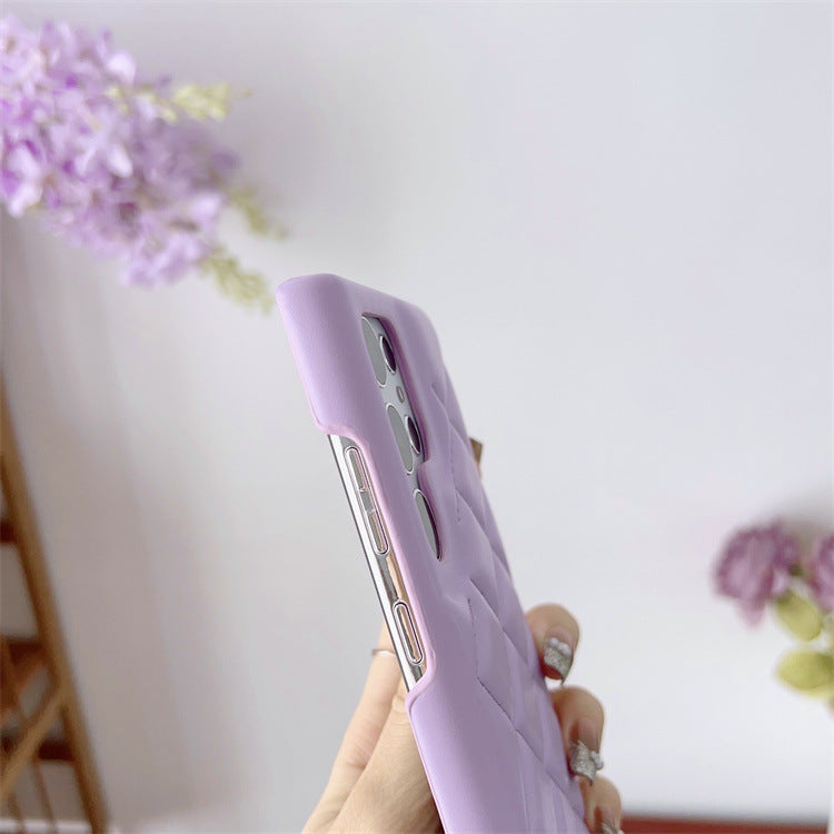 Diamond Plaid Leather Phone Case