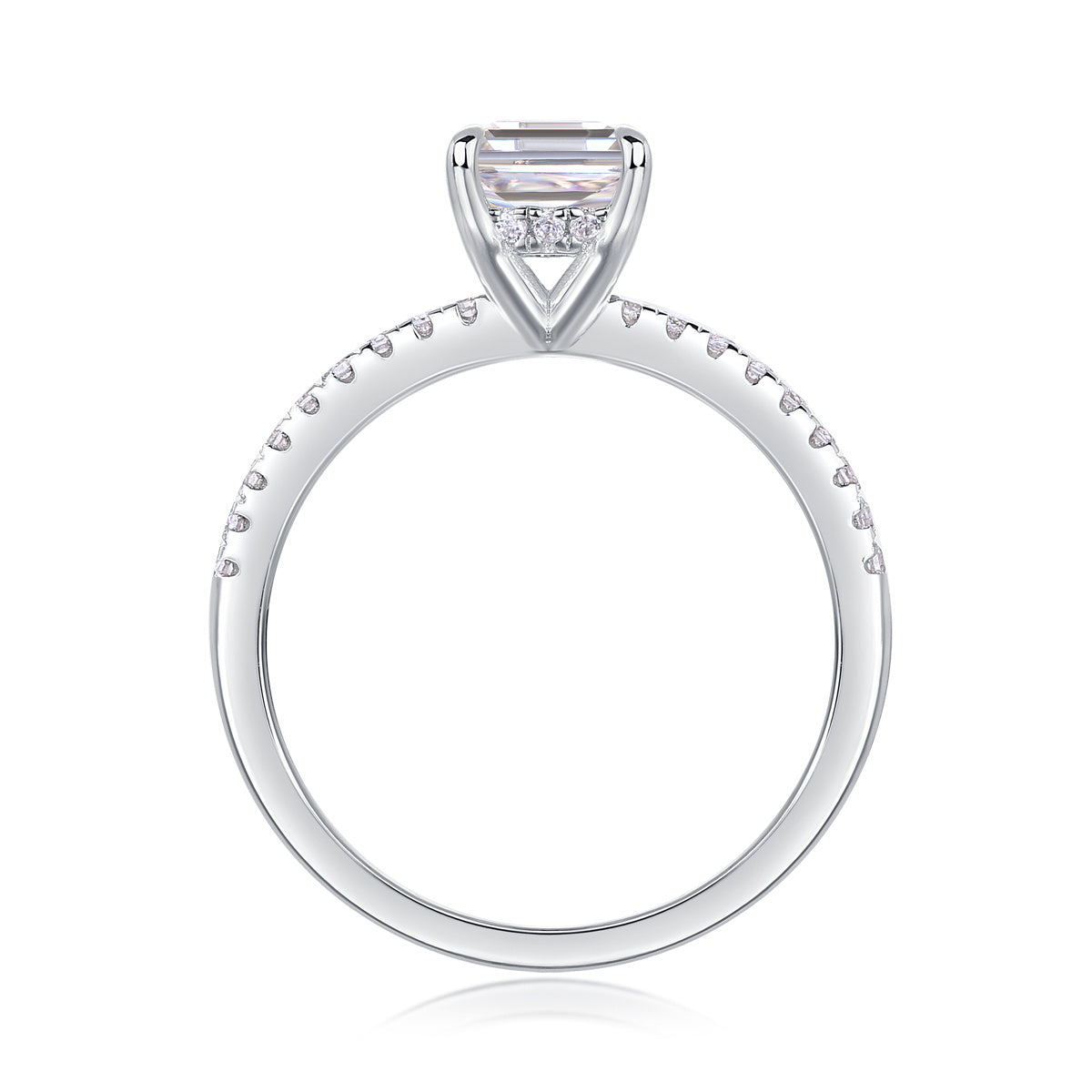 Square Moissanite Silver Diamond Ring