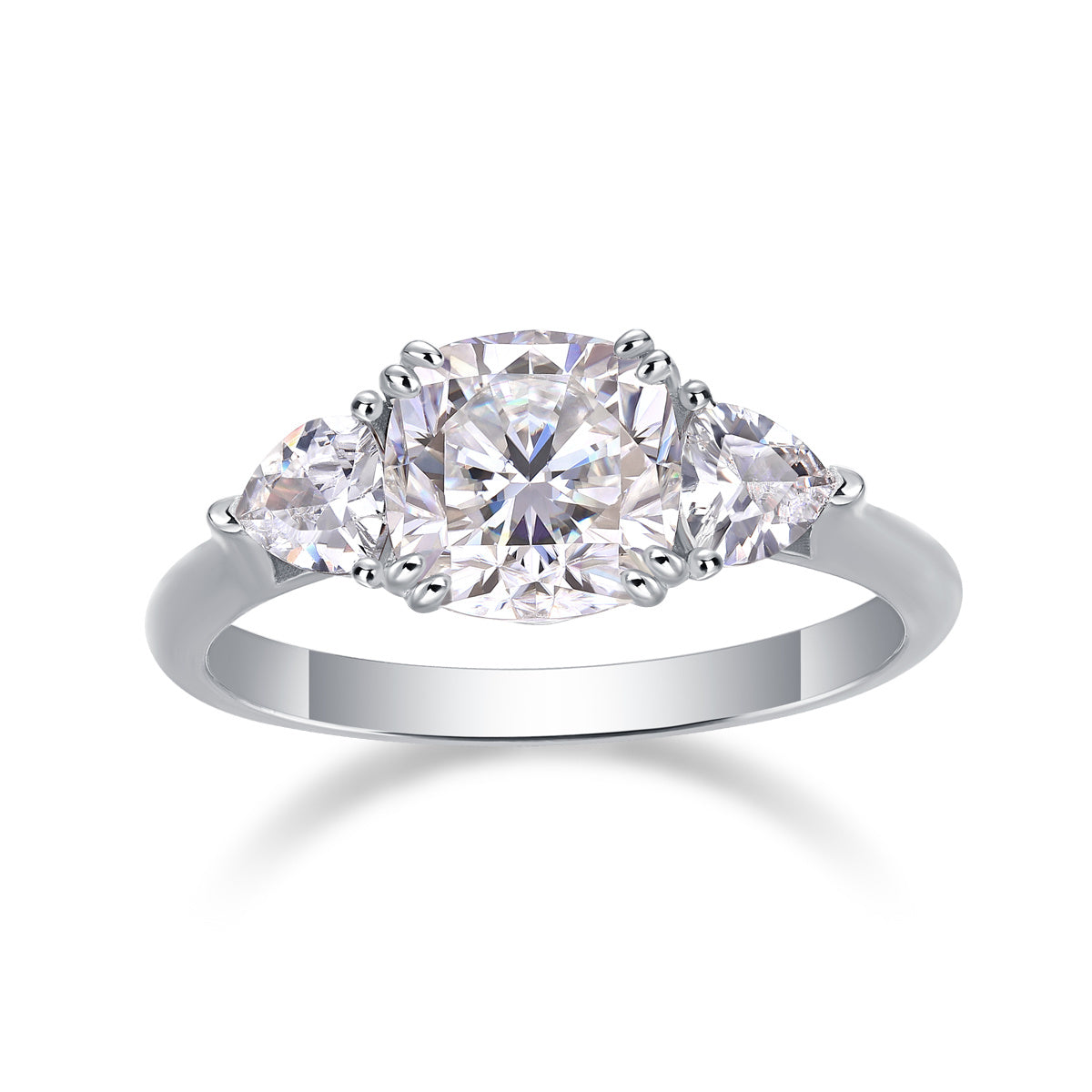 Large Moissanite Silver Wedding Ring