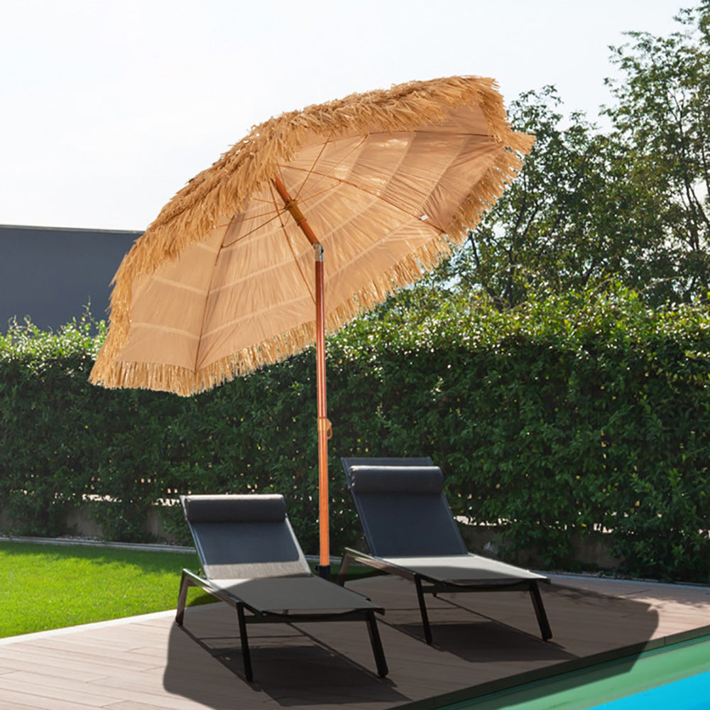 6.5ft Portable Thatched Tiki Beach Umbrella