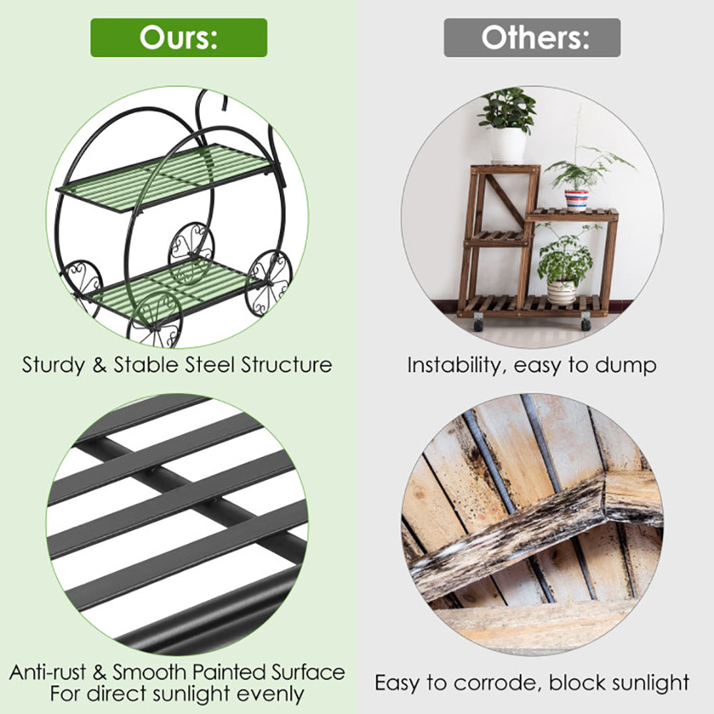 Metal Flower Cart Plant Stand