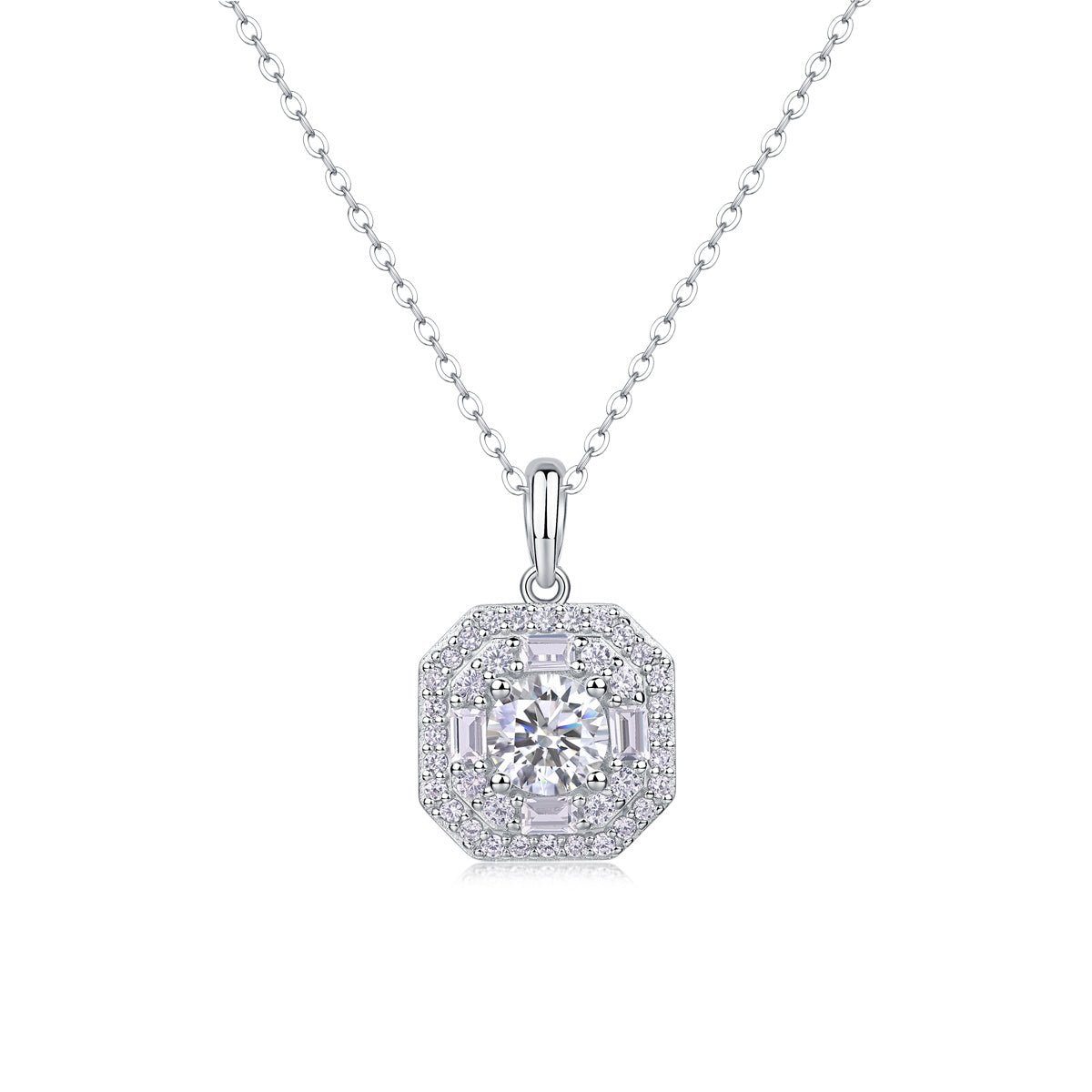 Small Square Moissanite Pendant Set