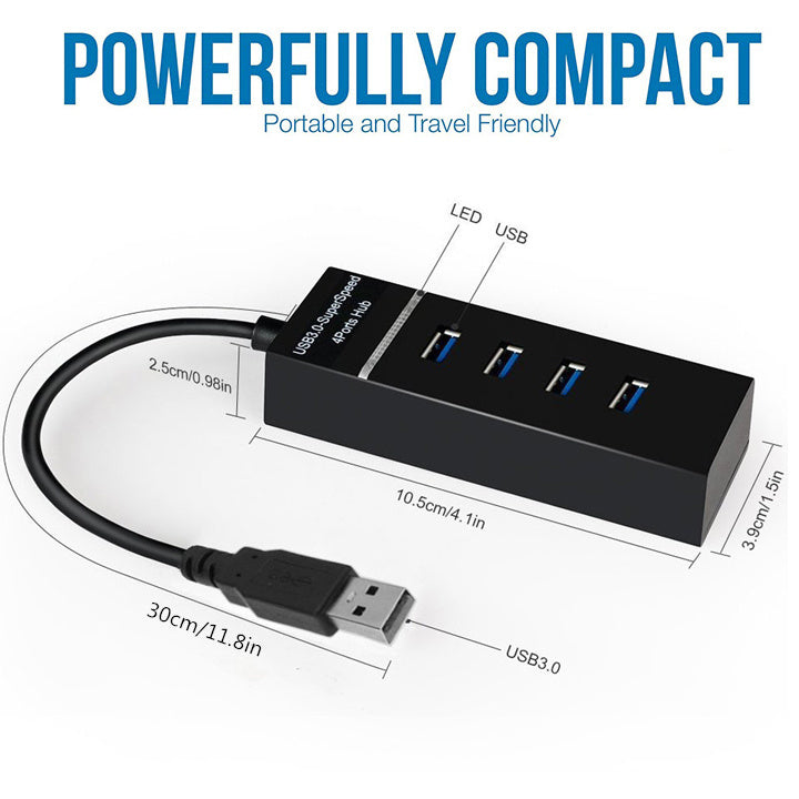 4-in-1 USB 2.0/3.0 Hub Splitter