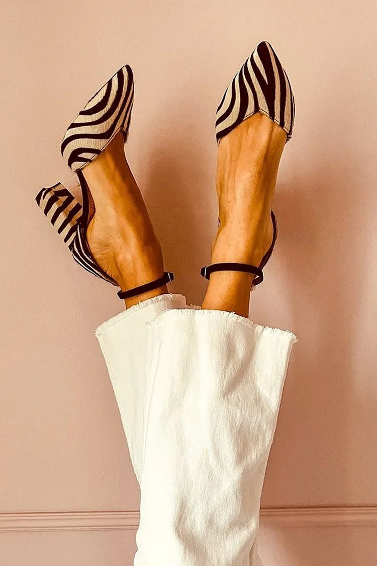 Zebra Print Hollow High Heel Sandals