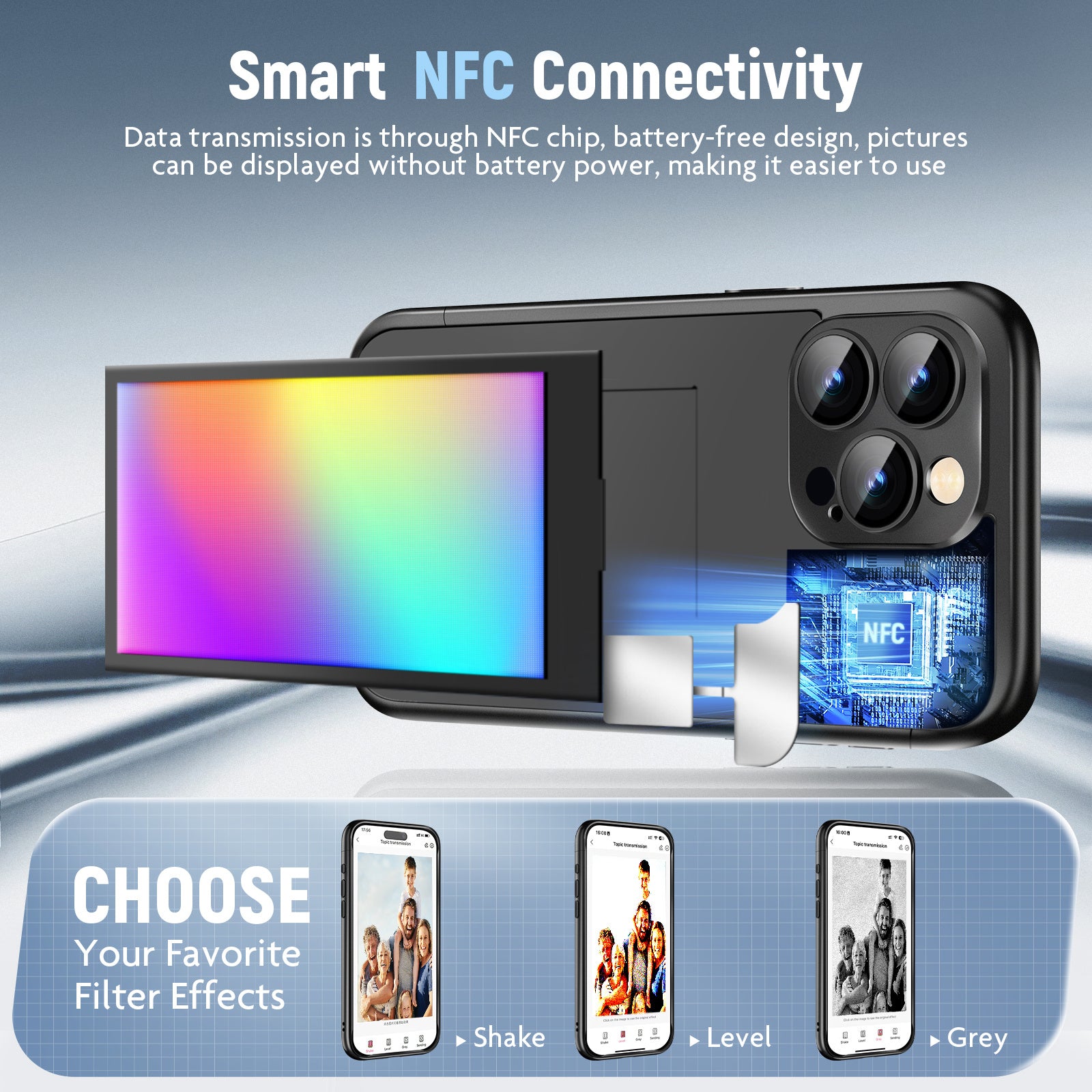 Smart NFC E-Ink Flip Case for iPhone 15 Pro Max