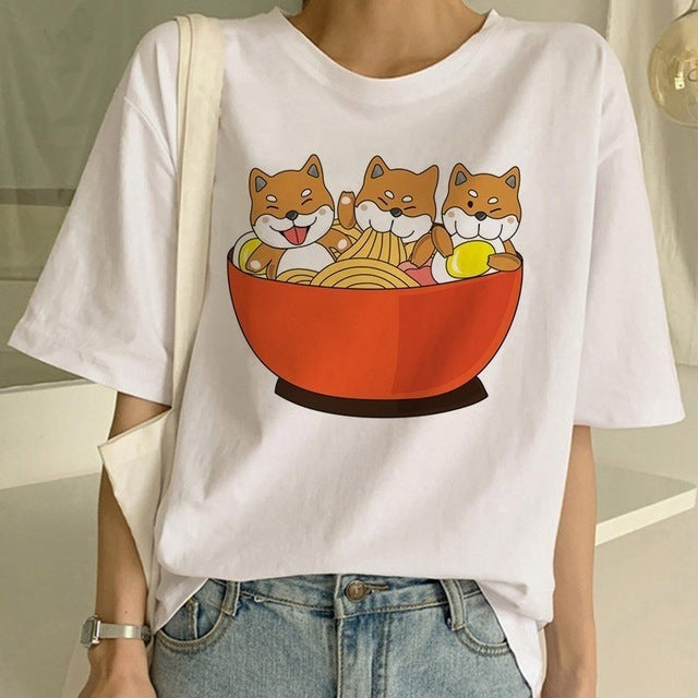 T-shirt col rond graphique Shiba Inu