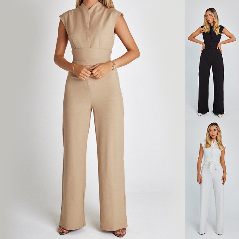 Elegant V-Neck Wide Leg Jumpsuit