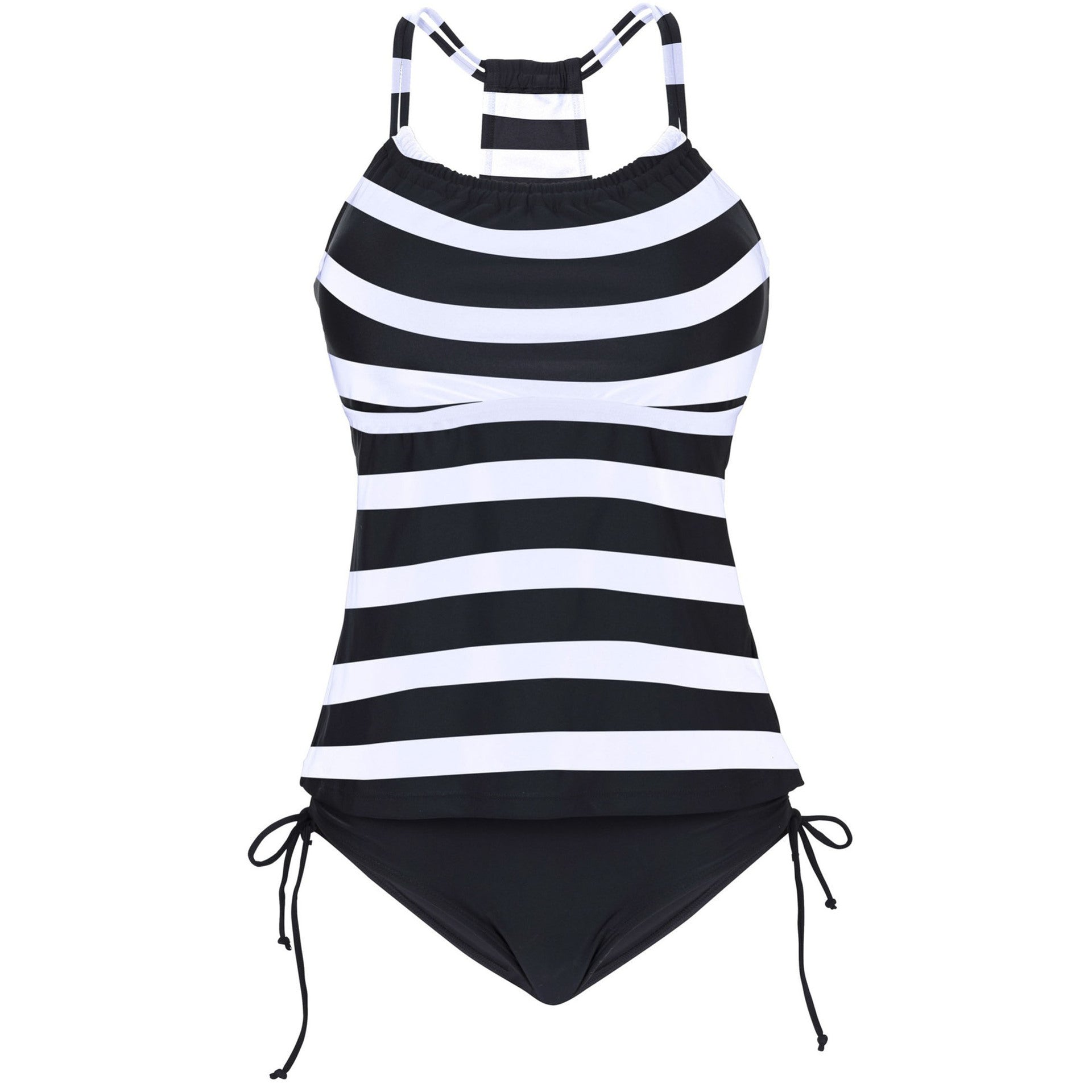 Bikini fendu à imprimé rayé