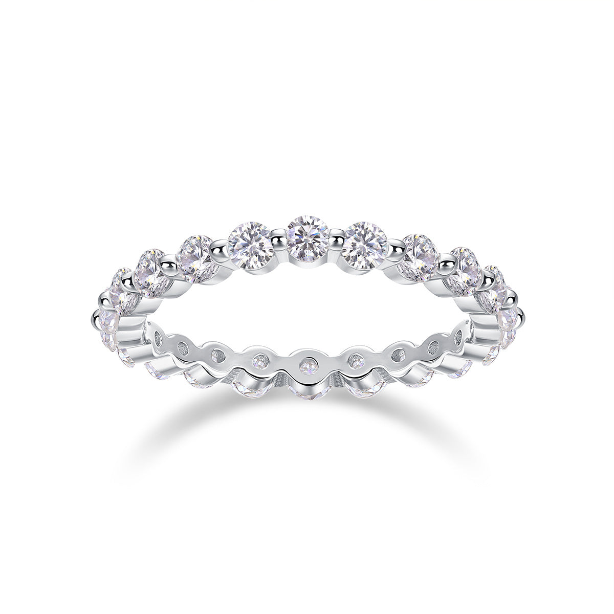 Row of Moissanite Silver Rings Set