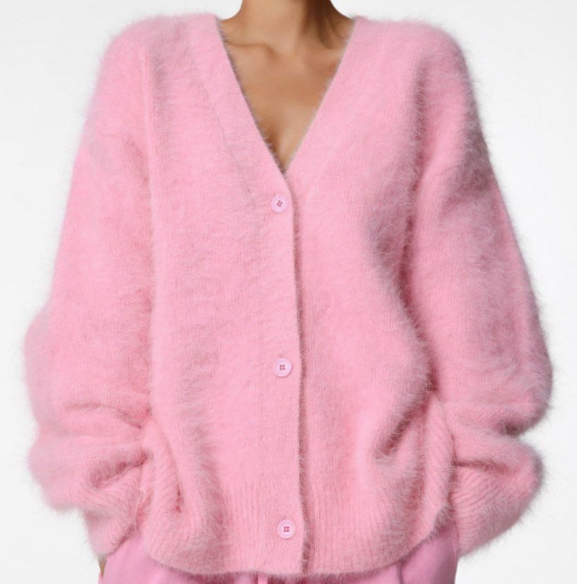 V-Neck Button Knit Cardigan Sweater