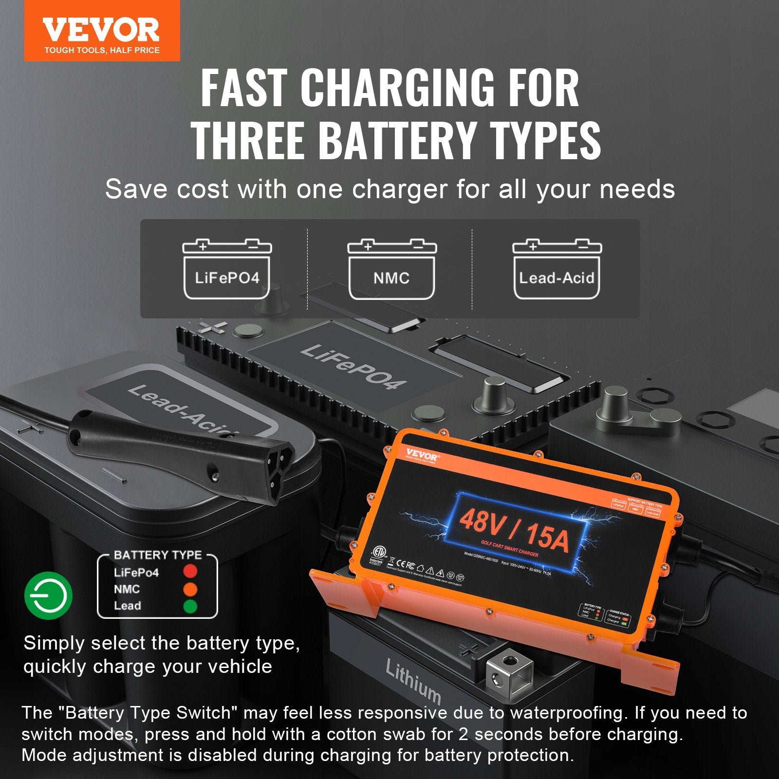 VEVOR 48V 15A Smart Golf Cart Charger