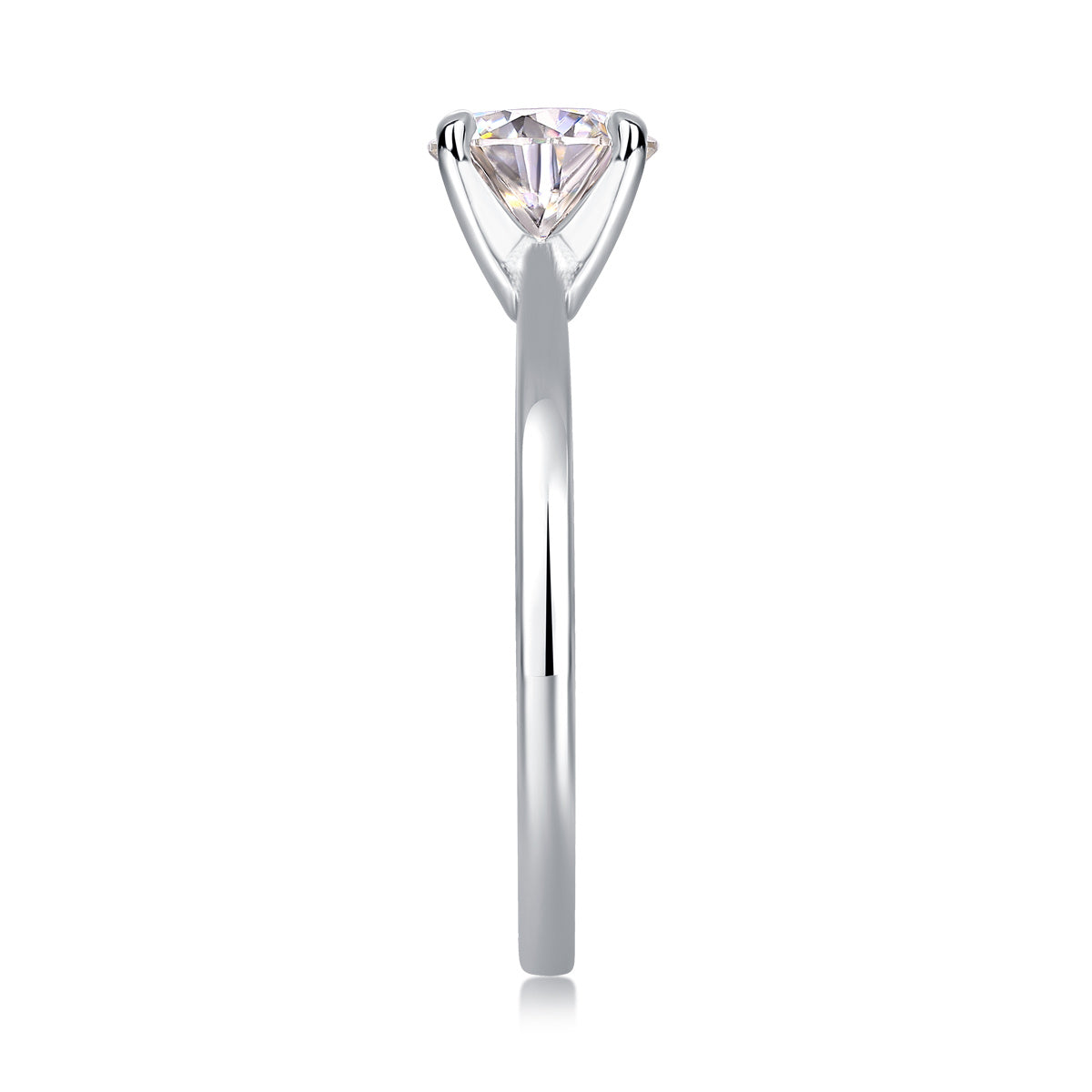 Classic 4 Prong Moissanite Silver Ring