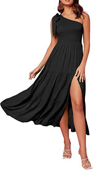 Robe d'été plissée à une épaule
