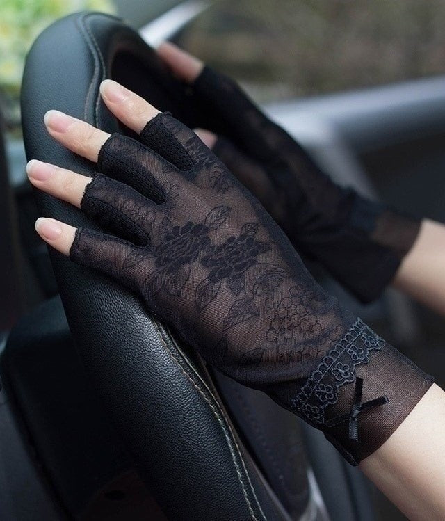 Gants de conduite UV en dentelle et soie glacée TB54