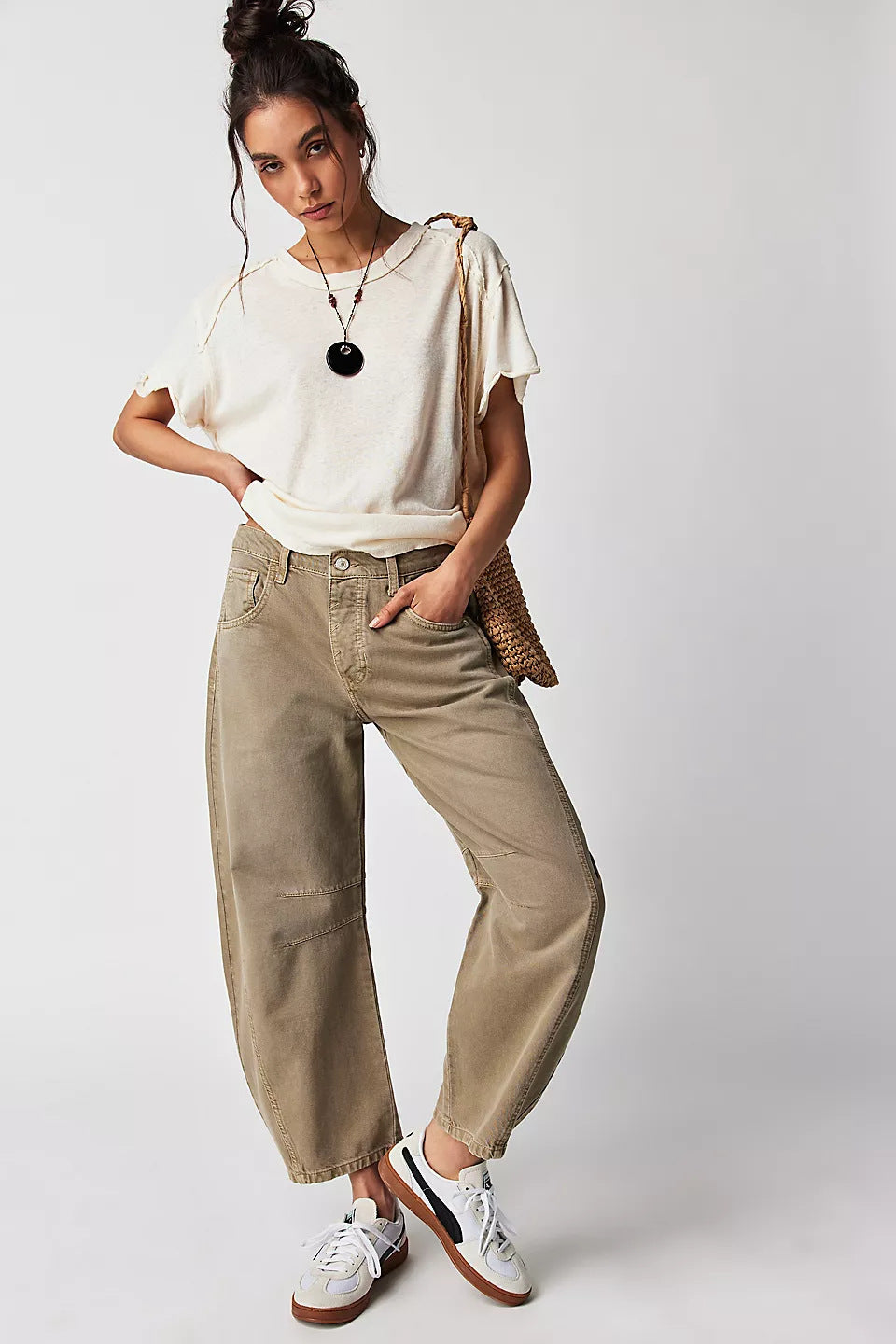 High Stretch Wide Leg Barrel Jeans