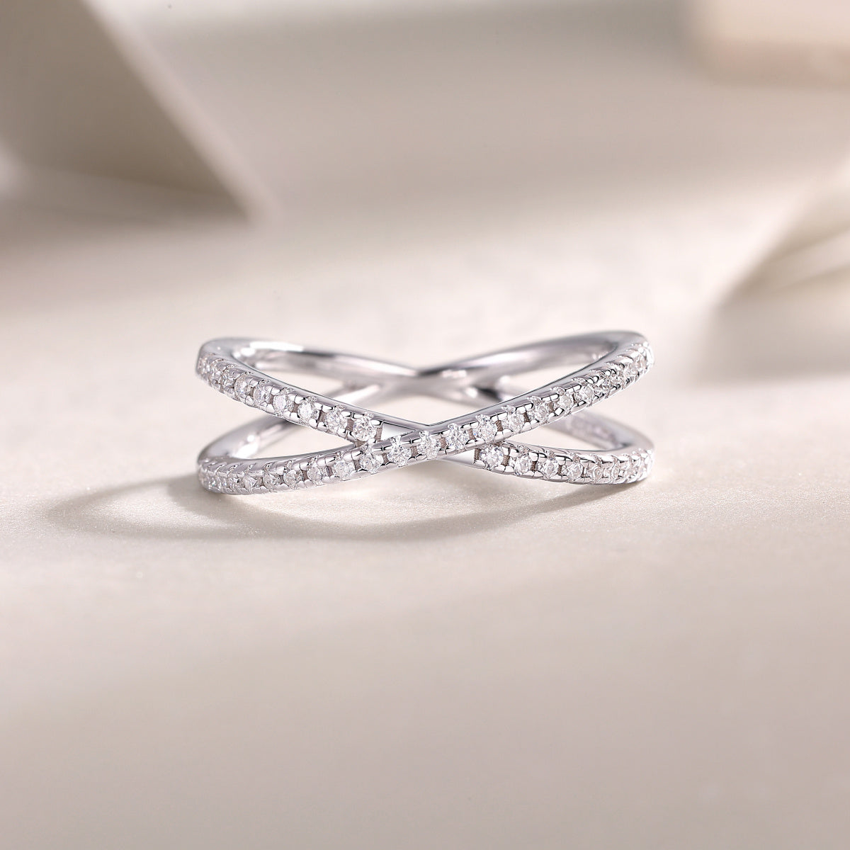 Double Band Moissanite Silver Ring
