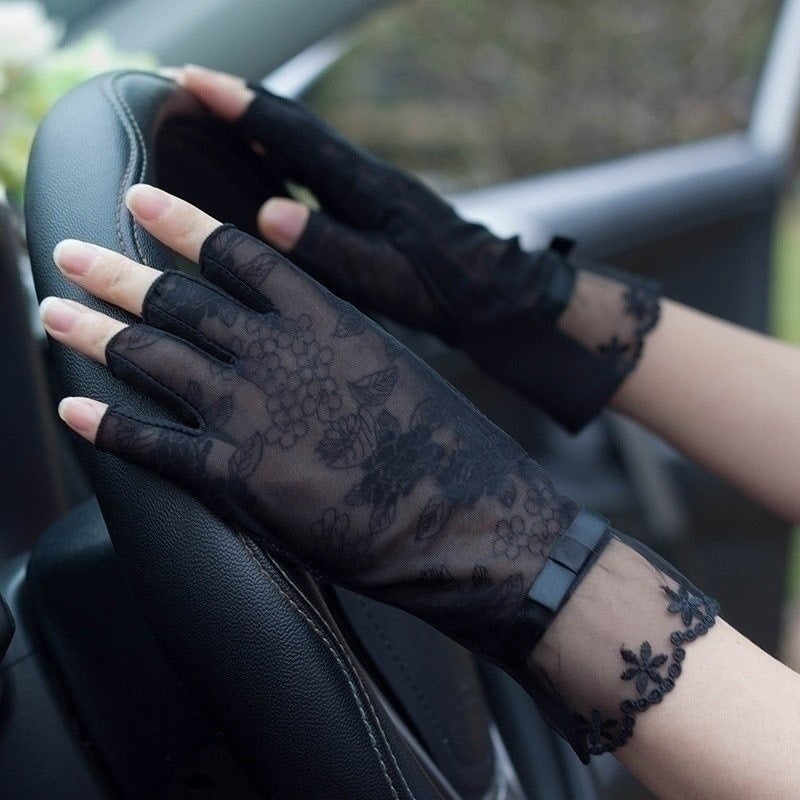 Gants de conduite UV en dentelle et soie glacée TB54