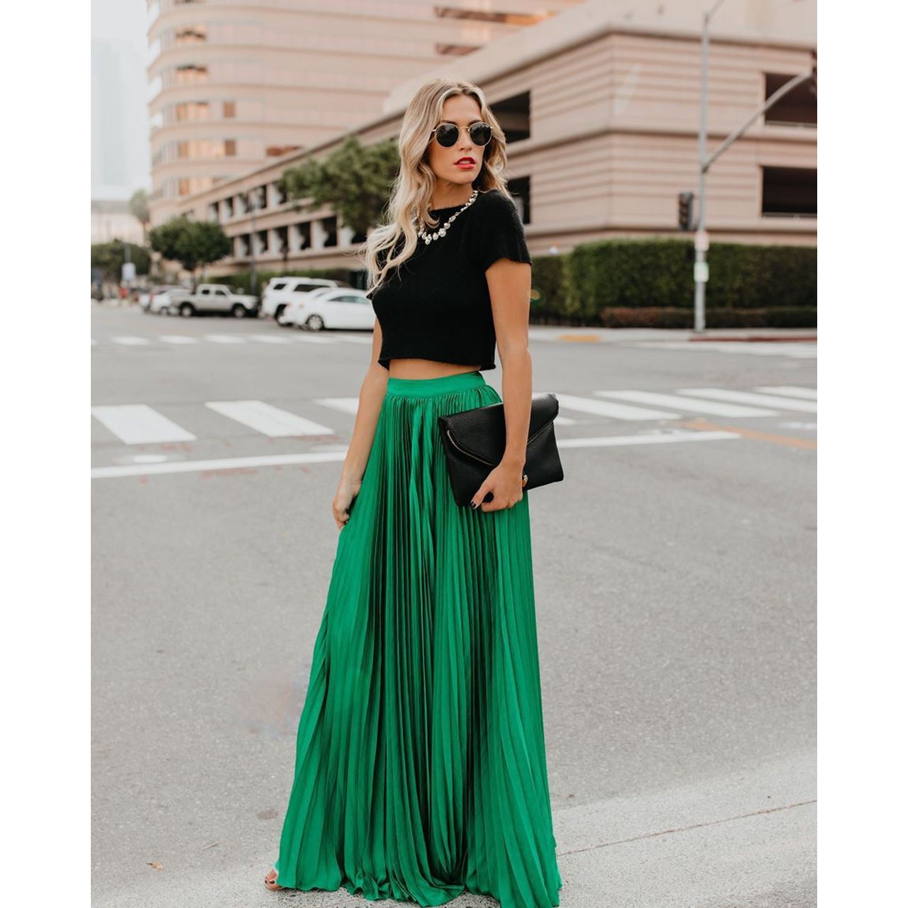 Jupe longue décontractée taille haute pour femme