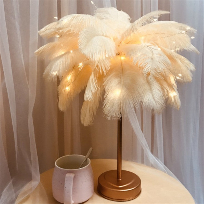 Remote Control Feather Table Lamp USB