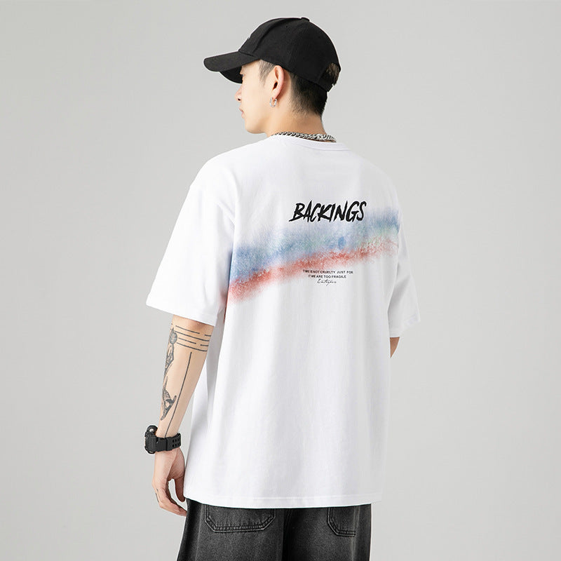 T-shirt en coton imprimé arc-en-ciel pour homme