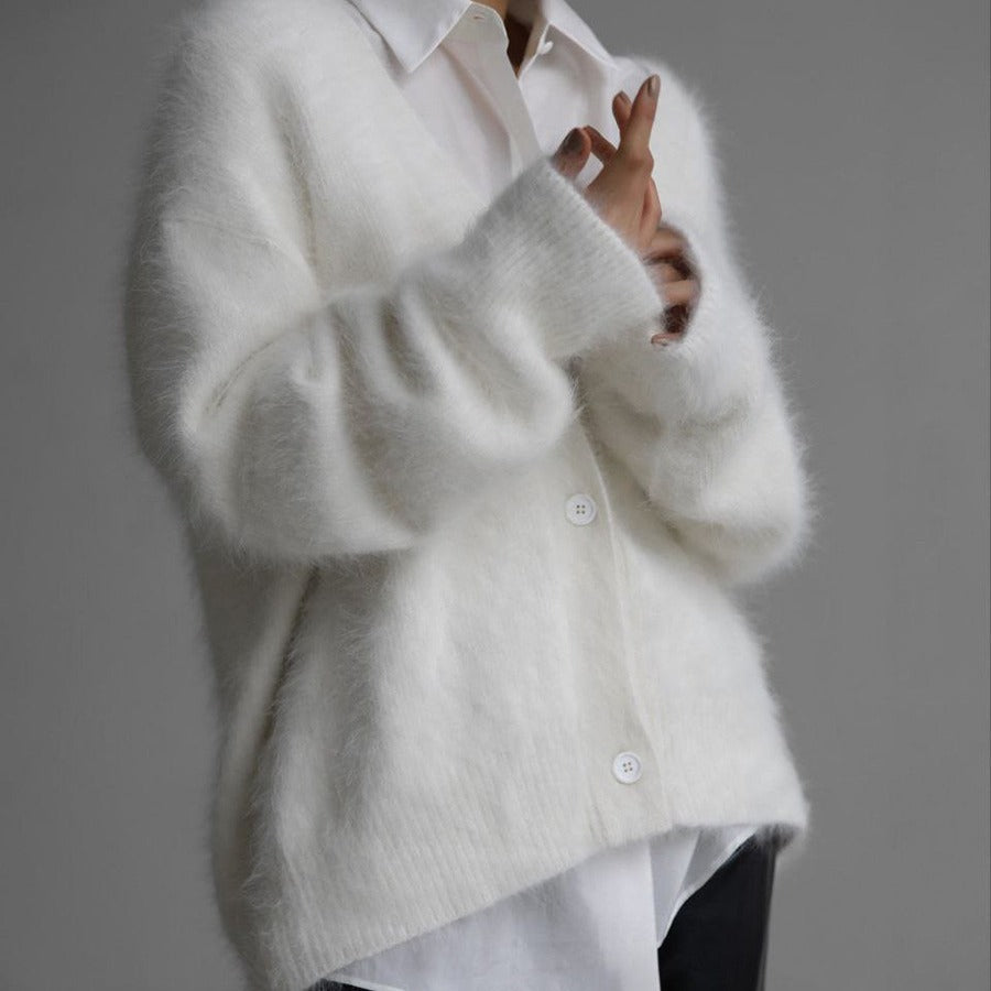 V-Neck Button Knit Cardigan Sweater