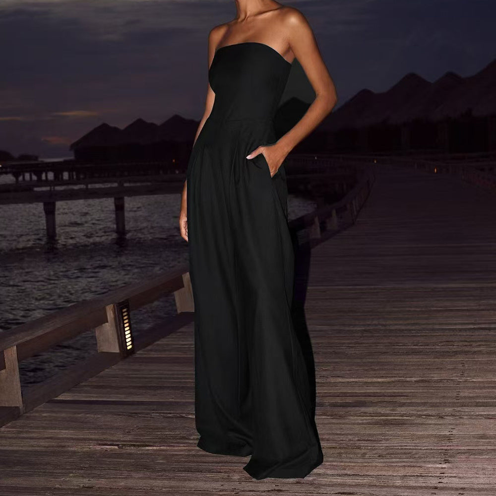 Loose Backless Wide-Leg Jumpsuit