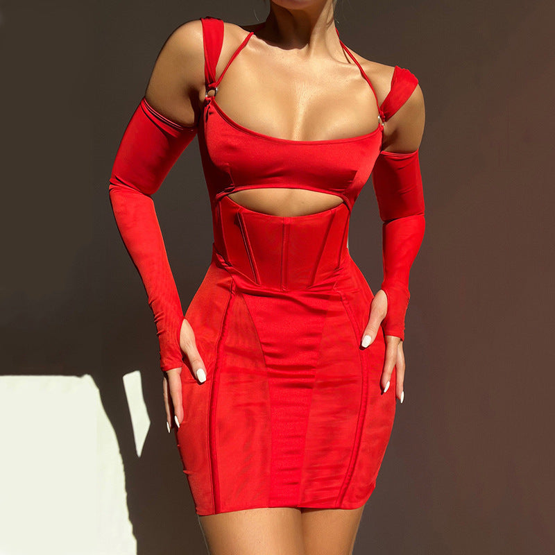 Backless Mesh Bodycon Sling Dress