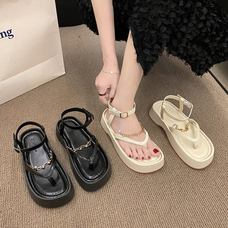 Vintage Pearl Chain Toeless Sandals