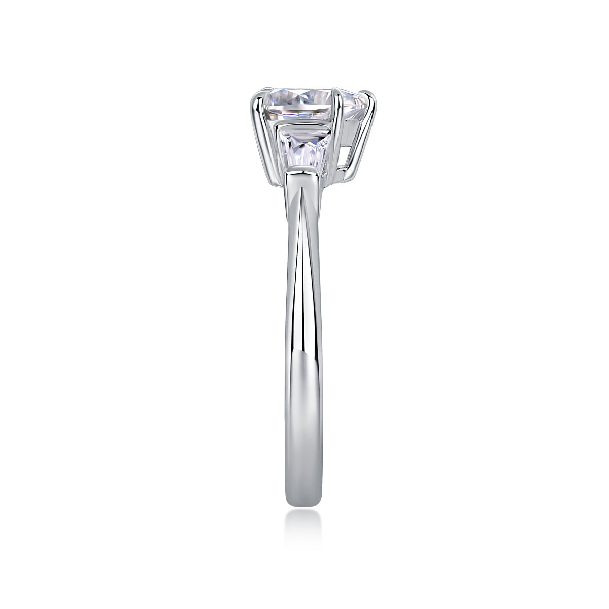 Large Moissanite Silver Diamond Ring