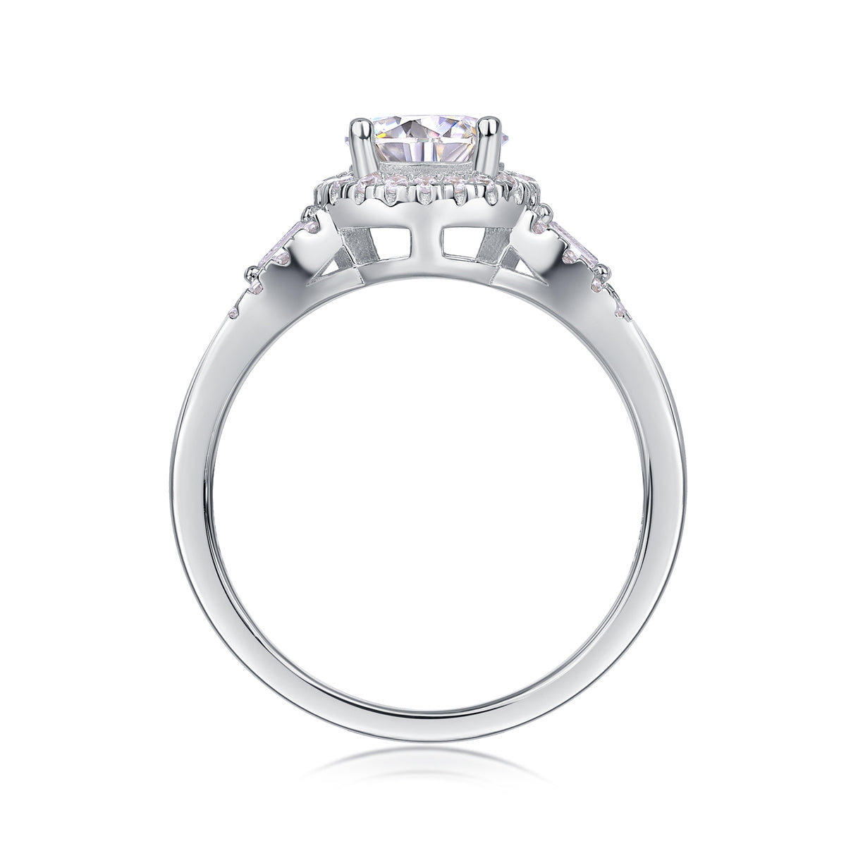 Large Moissanite Silver Wedding Ring