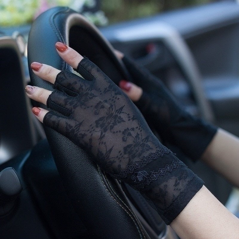 Gants de conduite UV en dentelle et soie glacée TB54