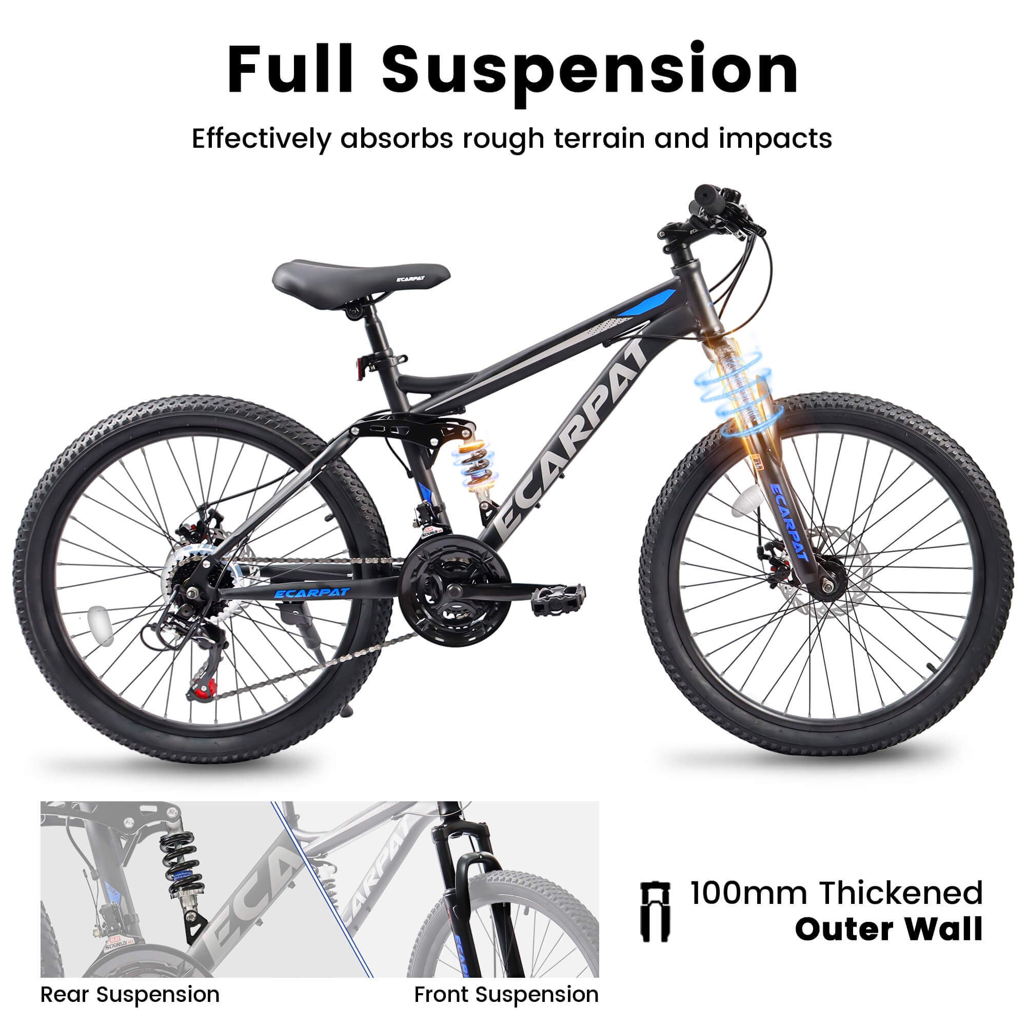 24" MTB Bike, 21-Speed, Disc Brakes, Durable Frame