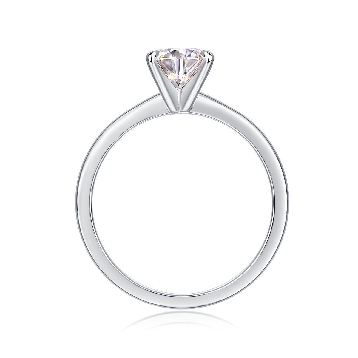 Classic 4 Prong Moissanite Silver Ring
