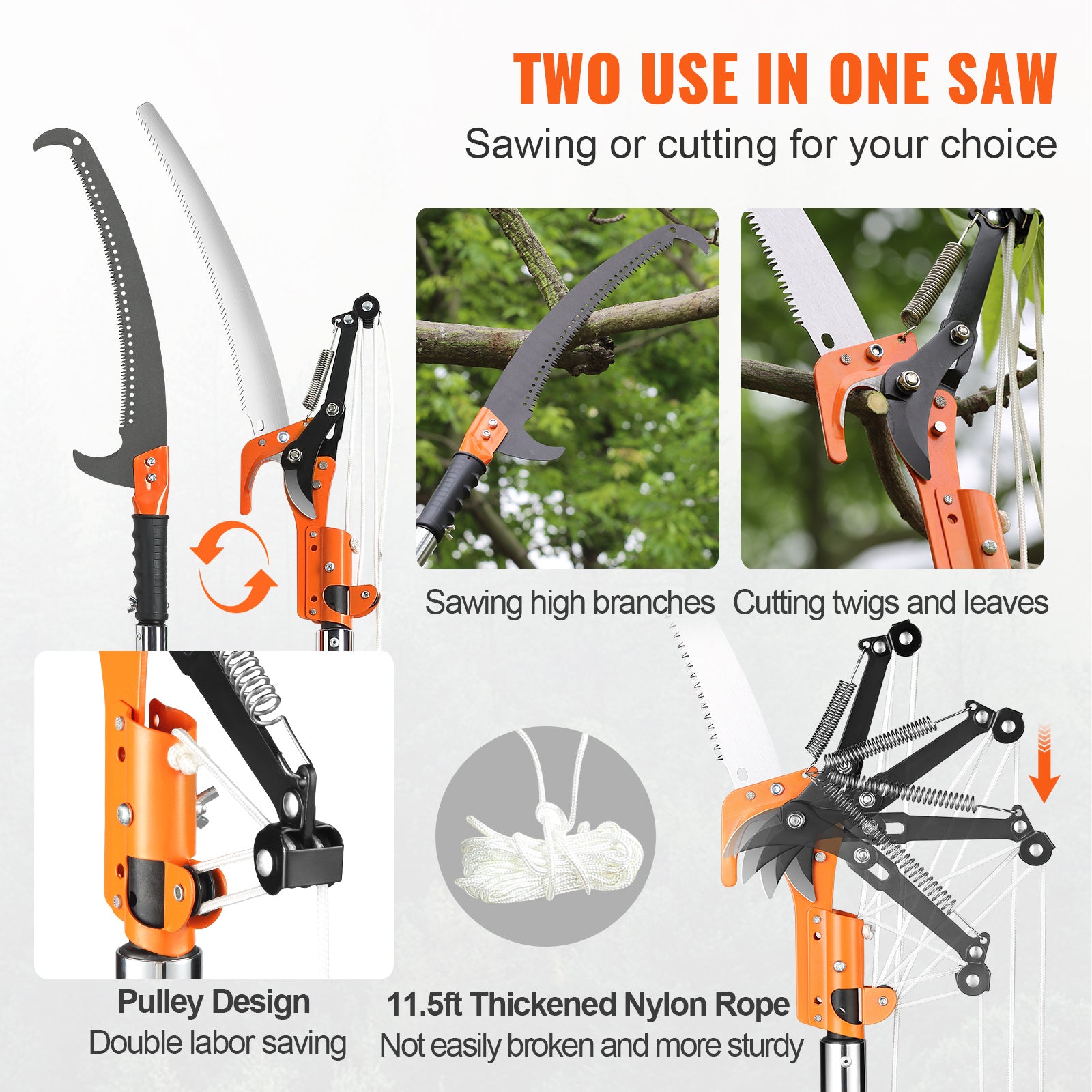 VEVOR Extendable Manual Pole Saw 27 Ft
