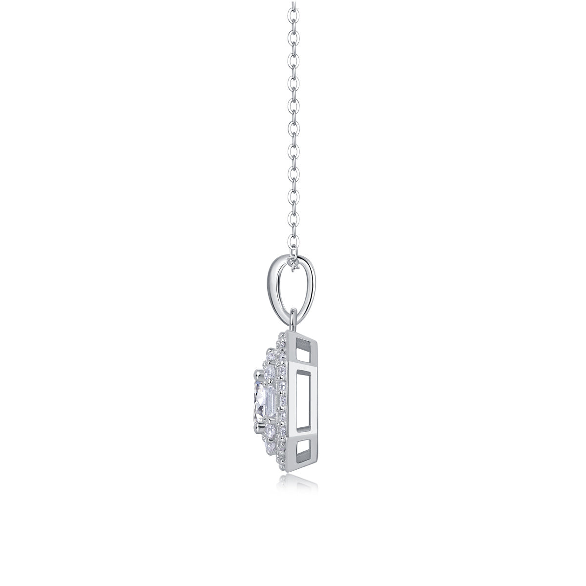 Small Square Moissanite Pendant Set