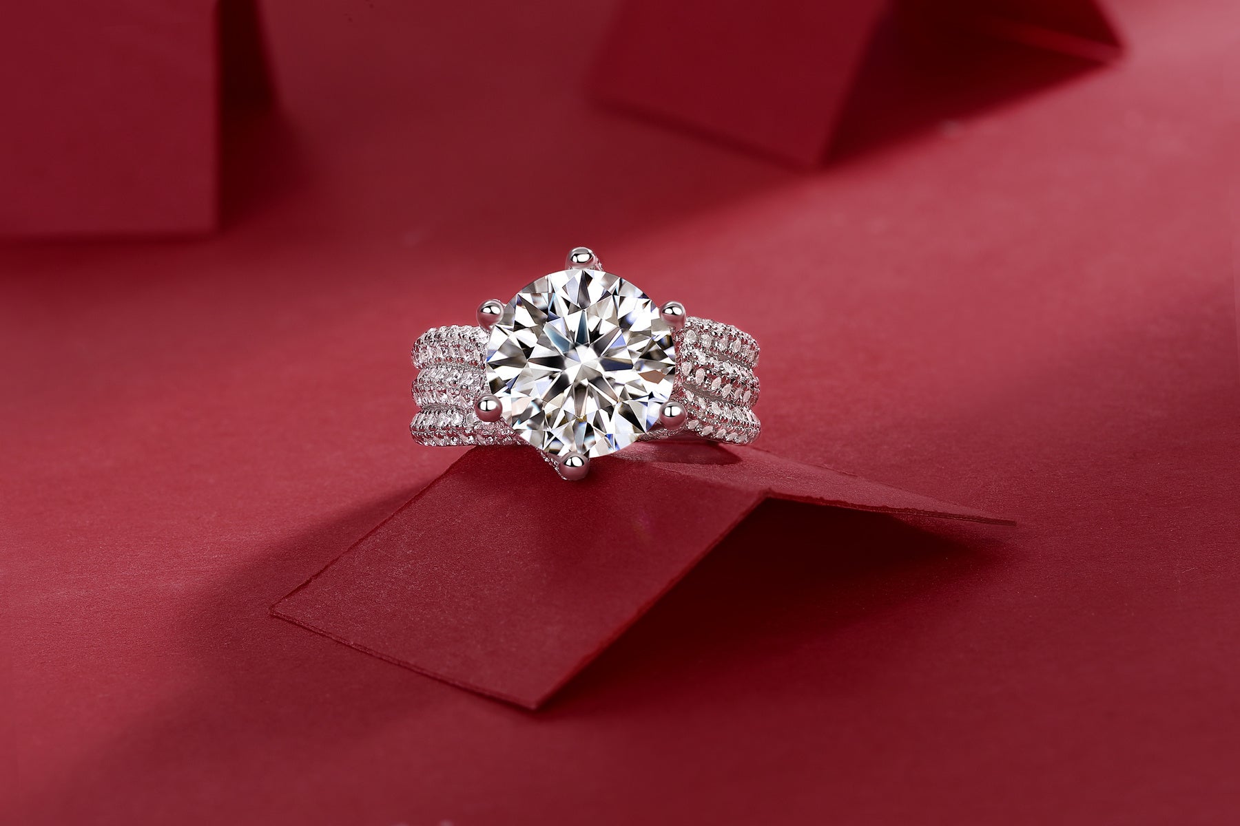 Luxury Large Moissanite Silver Ring